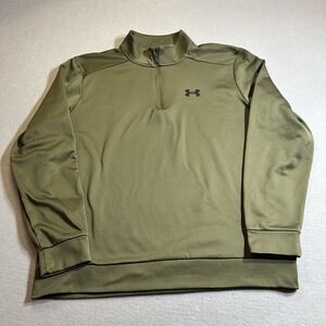 Under Armour Armour Fleece 1/4 Zip Pullover Mens XL Green Loose Fit Logo 1373358